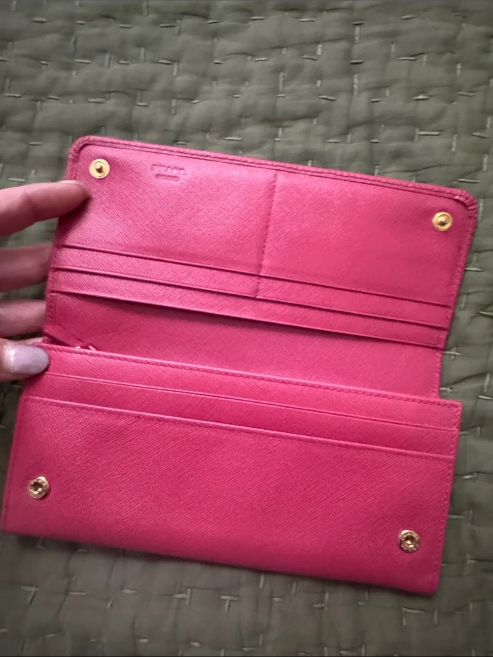 Prada Pink Saffiano Leather Continental Wallet with Gold Logo - Picture 3 of 16